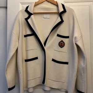 Sandro Women's Cream Blazer with Black Accents